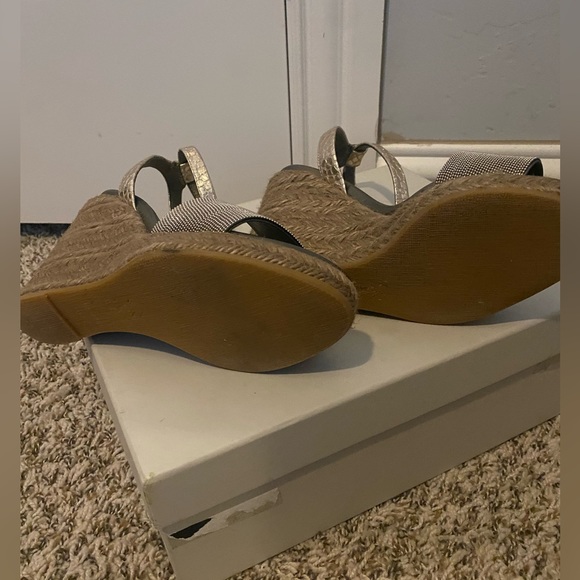 Apres Beach Metallic Leather Espadrille Wedge Sandals - Picture 3 of 4